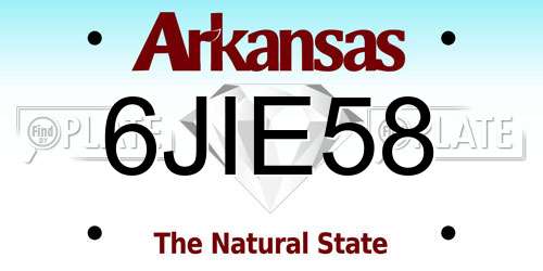 6JIE58 Arkansas License Plate