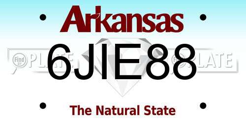 6JIE88 Arkansas License Plate