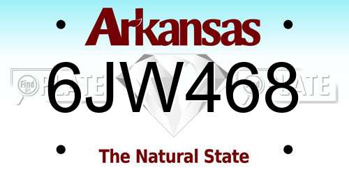 6JW468 Arkansas License Plate