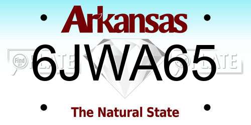 6JWA65 Arkansas License Plate
