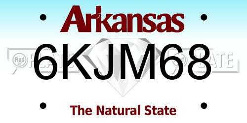 6KJM68 Arkansas License Plate