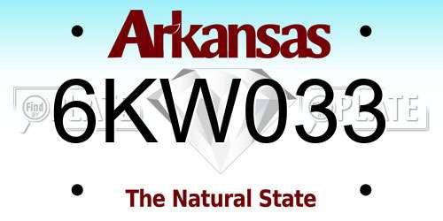 6KW033 Arkansas License Plate