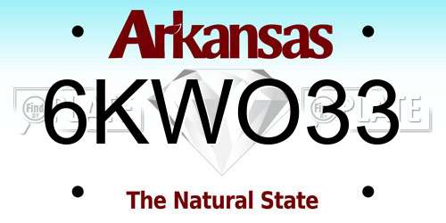 6KWO33 Arkansas License Plate