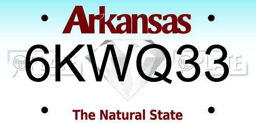 6KWQ33 Arkansas License Plate