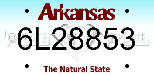 6L28853 Arkansas License Plate