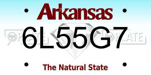 6L55G7 Arkansas License Plate