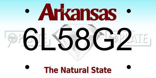 6L58G2 Arkansas License Plate