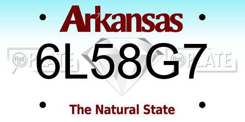 6L58G7 Arkansas License Plate