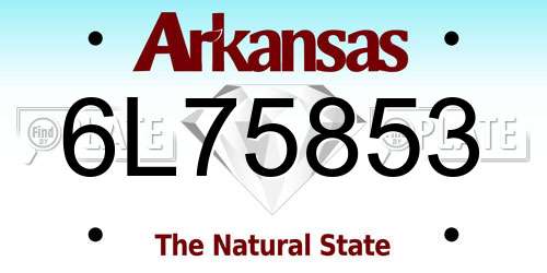 6L75853 Arkansas License Plate