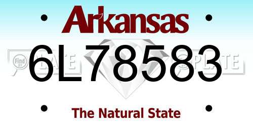 6L78583 Arkansas License Plate