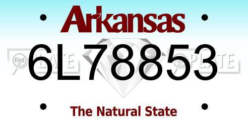 6L78853 Arkansas License Plate