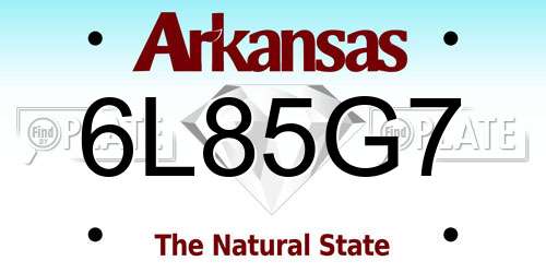 6L85G7 Arkansas License Plate