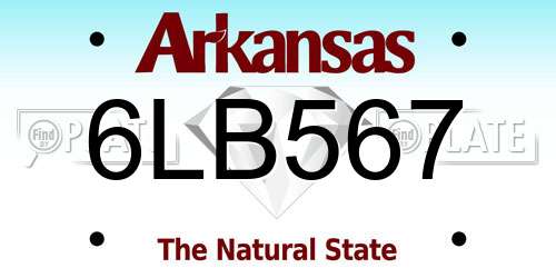 6LB567 Arkansas License Plate