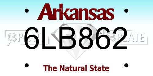 6LB862 Arkansas License Plate