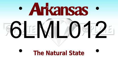 6LML012 Arkansas License Plate