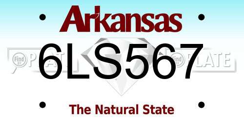 6LS567 Arkansas License Plate