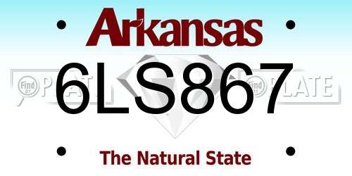 6LS867 Arkansas License Plate