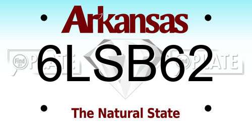6LSB62 Arkansas License Plate