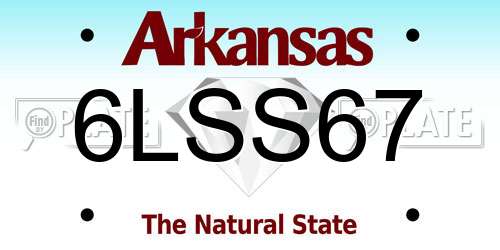 6LSS67 Arkansas License Plate
