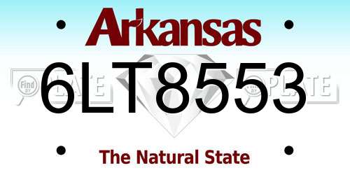 6LT8553 Arkansas License Plate