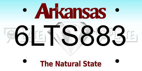 6LTS883 Arkansas License Plate
