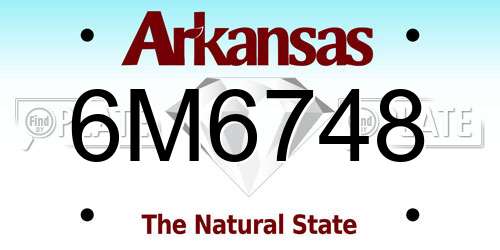 6M6748 Arkansas License Plate
