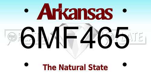 6MF465 Arkansas License Plate