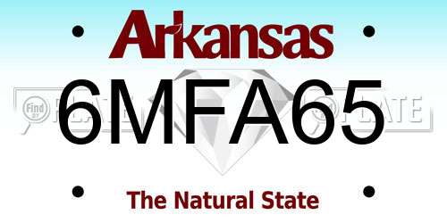 6MFA65 Arkansas License Plate