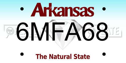 6MFA68 Arkansas License Plate