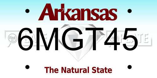 6MGT45 Arkansas License Plate