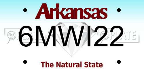 6MWI22 Arkansas License Plate