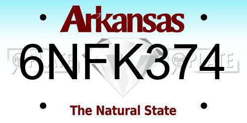 6NFK374 Arkansas License Plate