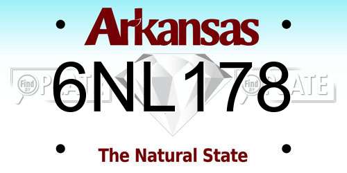 6NL178 Arkansas License Plate
