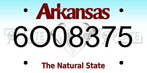 6O08375 Arkansas License Plate