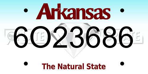 6O23686 Arkansas License Plate