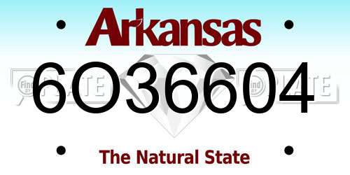 6O36604 Arkansas License Plate