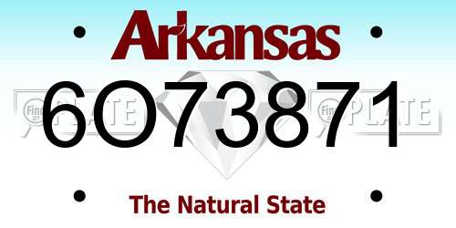 6O73871 Arkansas License Plate