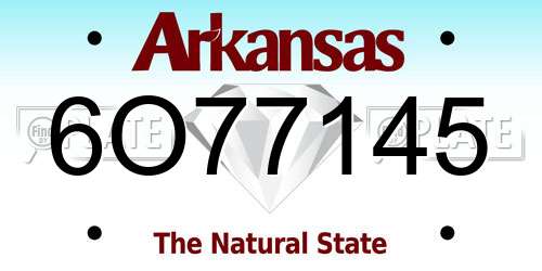 6O77145 Arkansas License Plate