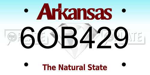 6OB429 Arkansas License Plate