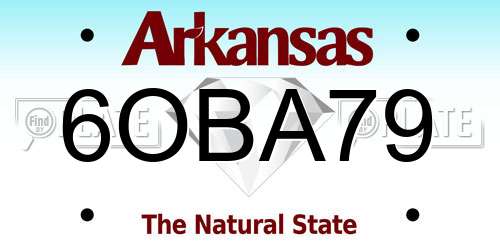 6OBA79 Arkansas License Plate