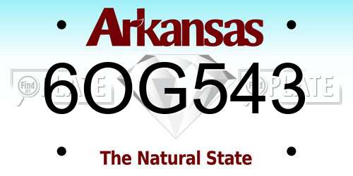 6OG543 Arkansas License Plate