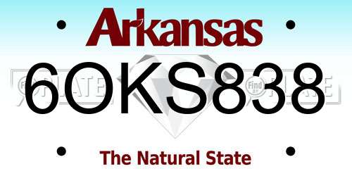6OKS838 Arkansas License Plate