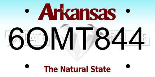 6OMT844 Arkansas License Plate