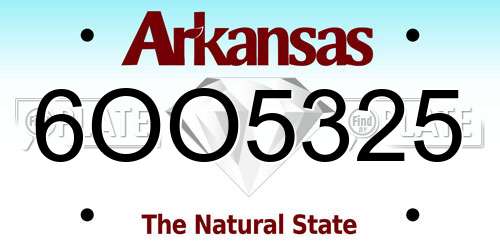 6OO5325 Arkansas License Plate