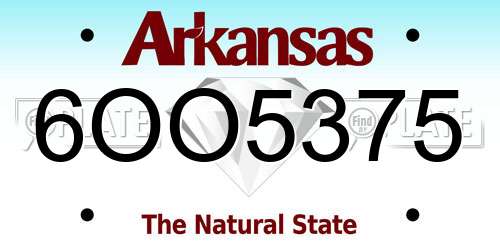 6OO5375 Arkansas License Plate