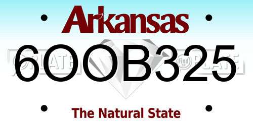 6OOB325 Arkansas License Plate