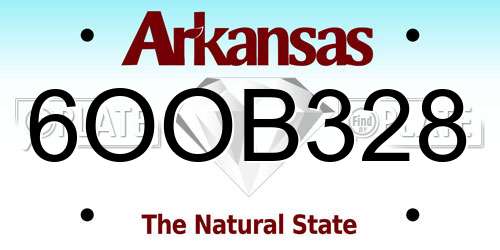6OOB328 Arkansas License Plate
