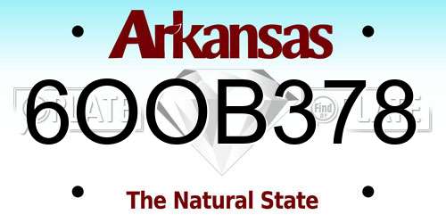 6OOB378 Arkansas License Plate