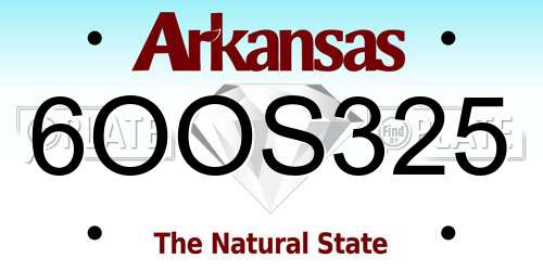 6OOS325 Arkansas License Plate