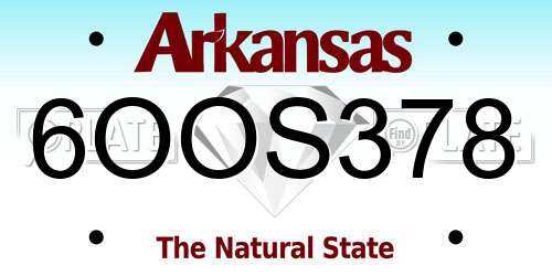 6OOS378 Arkansas License Plate